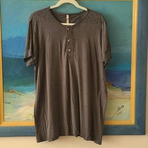 Magnolia Pearl t shirt, dark grey, 3 buttons
